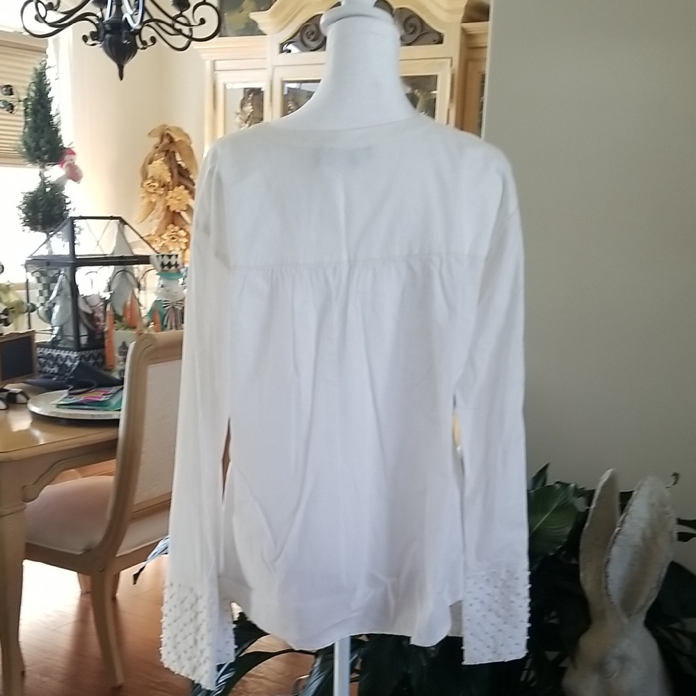 Theory White Textured Women's Blouse - Picture 5 of 7